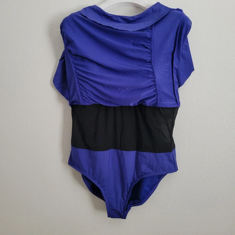 Kenneth Cole Reaction Purple Tummy Control Ruffle Swimdress One Piece 1X NWT